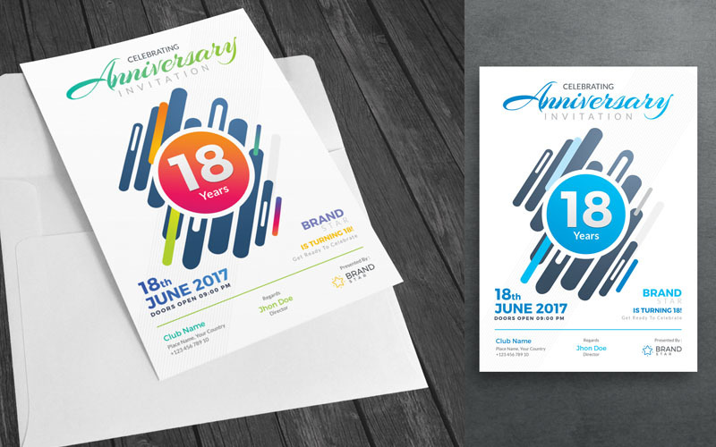 Download Фирменный стиль "Multi Color Anniversary Invitation - Corporate Identity Template" / Multi Color Anniversary Invitation - Corporate Identity Template - Фирменный стиль на тему графика anniversary,event,liflet,internet,invitation,id,kit,blue,hi-quality,official,symple,professional,modern,art,standard,creative,graphics,colorful,studio