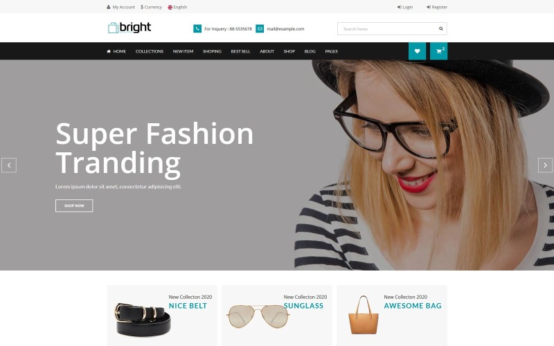 Bright Shop e-handel HTML Theme webbplats mall