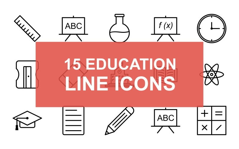Conjunto de iconos de línea negra de educación