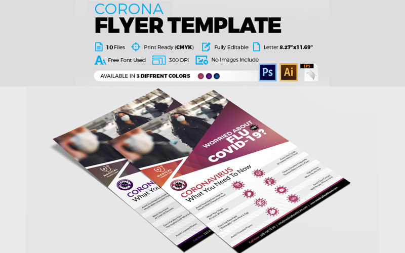 Download Фирменный стиль "Coronavirus Flyer & Covid 19 Flyer - Corporate Identity Template" / Coronavirus Flyer & Covid 19 Flyer - Corporate Identity Template - Фирменный стиль на тему медицина corona,flyer,virus,coronavirus,covid,19,epidemic,facebook,event,fb,event,infection,macro,medical,medicine,mers,microbiology,microscopic,n-cov,novel,outbreak,quarantine,sars,wuhan,wuhan