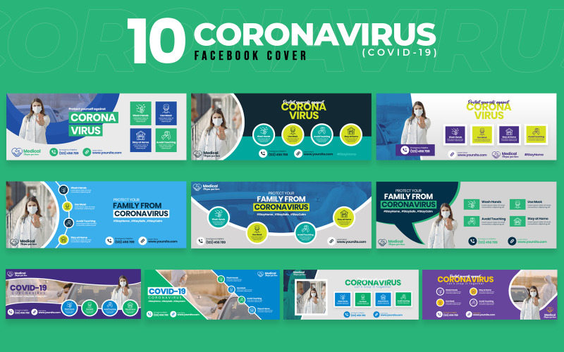 Download Шаблон для соцсетей "Covid-19 & Coronavirus 10 Facebook Cover Social Media Template" / Covid-19 & Coronavirus 10 Facebook Cover Social Media Template - Шаблон для соцсетей на тему графика coronavirus,covid,covid-19,covid19,infection,microbes,virus,corona,cough,death,disease,doctor,epidemic,hospital,medical,staff,nurse,symptom,pandemic