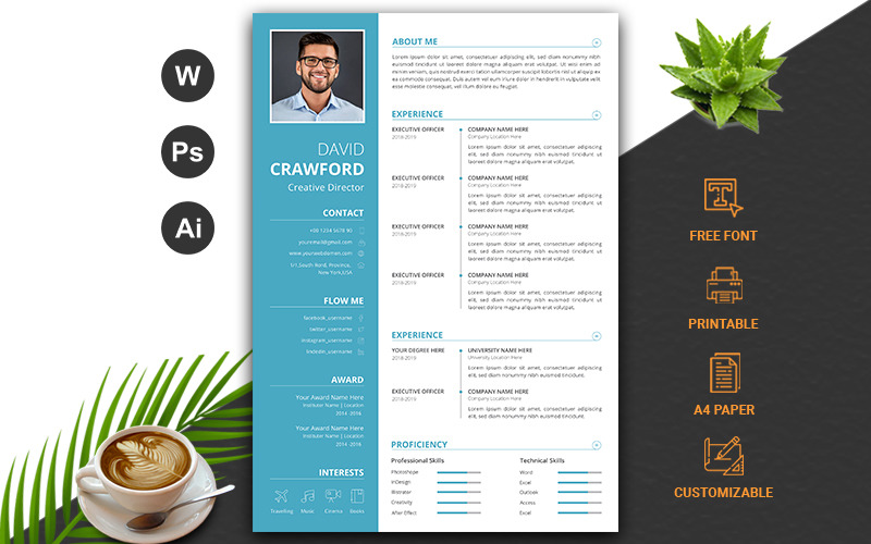 Download Резюме "CV Resume Template" / CV Resume Template - Резюме на тему графика cv,rsume,template,fully,layered,a4,paper,size,modern,minimal,letter,profational,creative,eaditable,word,indesign,cvdesign,docx,jobecv,elegent,portfolio,printable,lawyerundefined