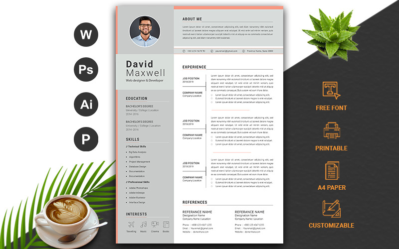 Download Резюме "Graphic Designer Resume Template" / Graphic Designer Resume Template - Резюме на тему графика cv,rsume,template,fully,layered,a4,paper,size,modern,minimal,letter,profational,creative,eaditable,word,indesign,cvdesign,docx,jobecv,elegent,portfolio,printable,lawyerundefined