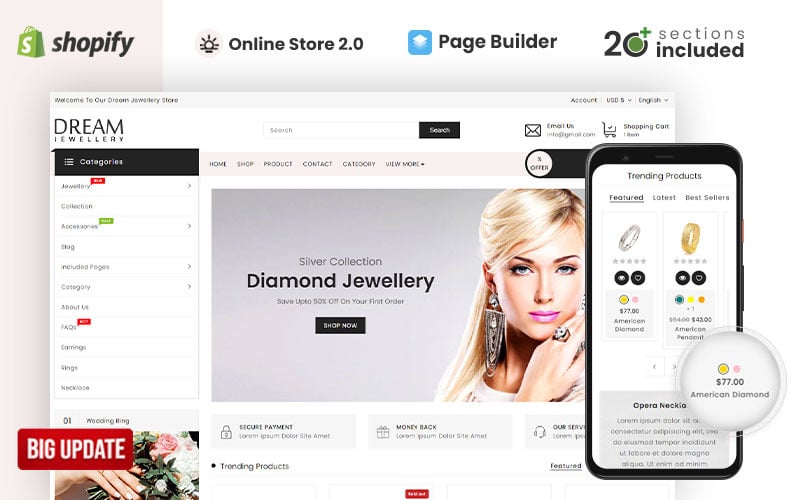 Motyw Shopify Dream Jewellery Store