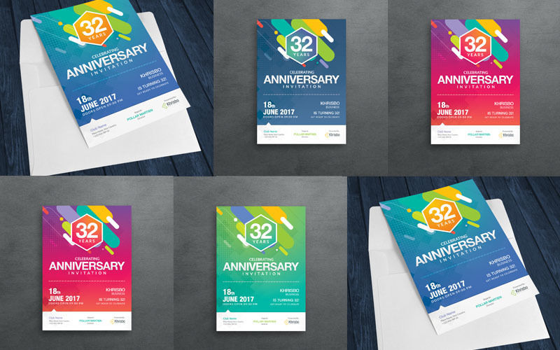 Download Фирменный стиль "Multi Color Anniversary Invitation - Corporate Identity Template" / Multi Color Anniversary Invitation - Corporate Identity Template - Фирменный стиль на тему графика anniversary,event,liflet,internet,invitation,id,kit,blue,hi-quality,official,symple,professional,modern,art,standard,creative,graphics,colorful,studio