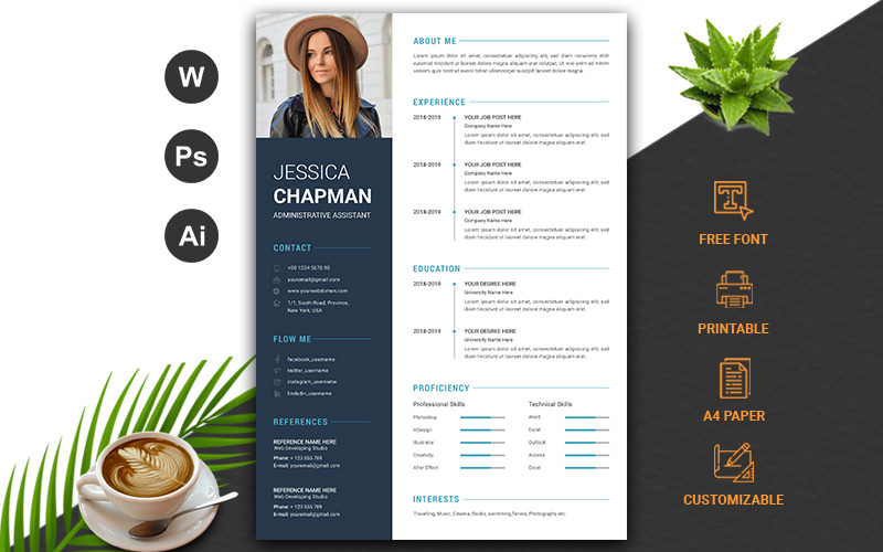 Download Резюме "Professional CV Resume Template" / Professional CV Resume Template - Резюме на тему графика cv,rsume,template,fully,layered,a4,paper,size,modern,minimal,letter,profational,creative,eaditable,word,indesign,cvdesign,docx,jobecv,elegent,portfolio,printable,lawyerundefined