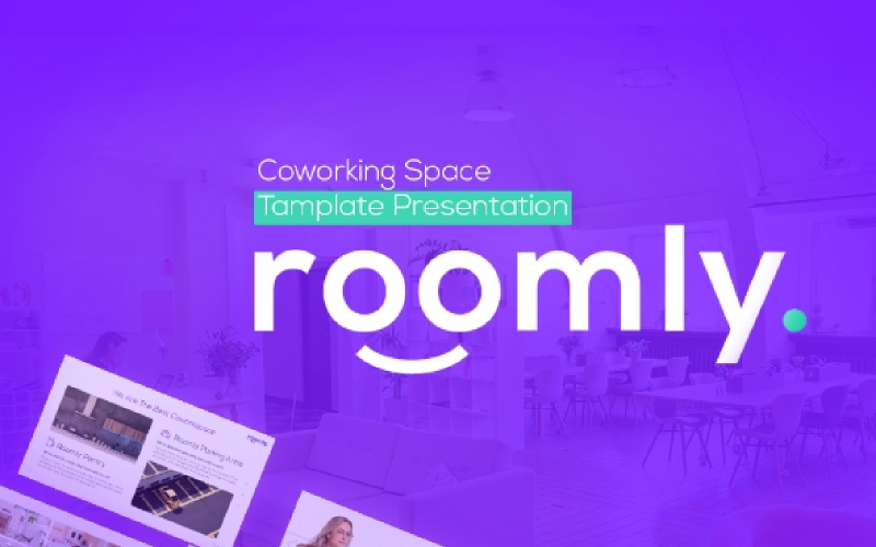 Roomly Co-working Space Presentation Szablon PowerPoint