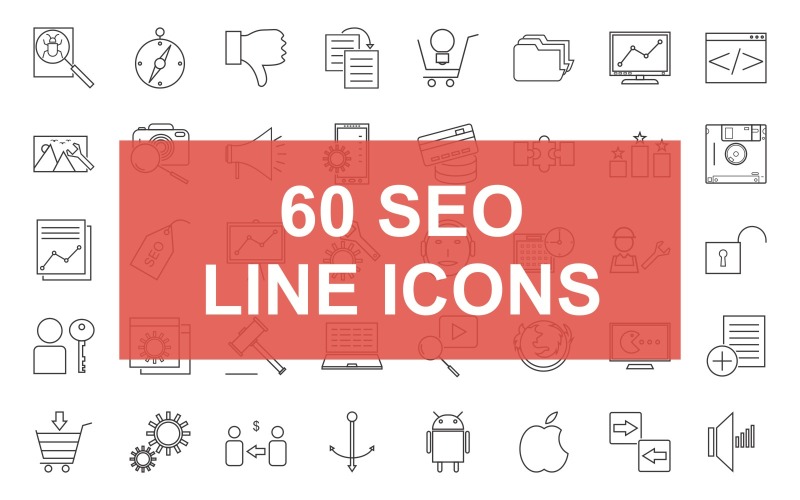Download Набор иконок "S-E-O Line Black Icon Set" / S-E-O Line Black Icon Set - Набор иконок на тему графика icon,vector,seo,business,cart,marketing,settings,logo,anchor,audio,bug,fixing,client,lock,database,server,coding,report,laptop,screen