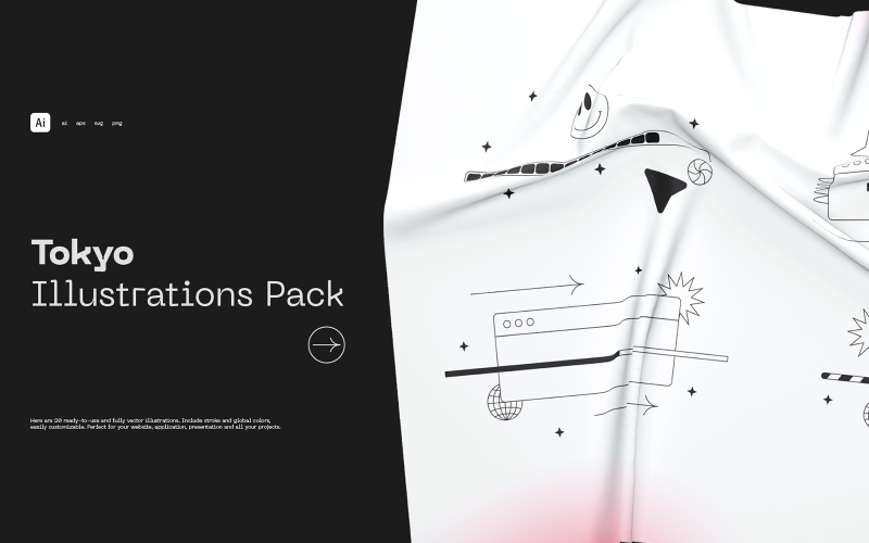 Download Иллюстрация "Tokyo Ilustrations Pack - Illustration" / Tokyo Ilustrations Pack - Illustration - Иллюстрация на тему графика illustrations,set,pack,vector,outline,stroke,mail,choice,loading,search,tap