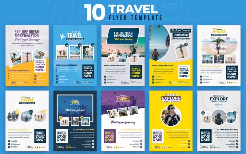 Download Бандл "Travel 10 Flyer Template Bundle" / Travel 10 Flyer Template Bundle - Бандл на тему графика adventure,banner,beach,business,fun,holiday,marketing,multipurpose,promotion,sale,summer,sun,swimmer,template,tour,tourism,travel,vacation,flyer,bundle