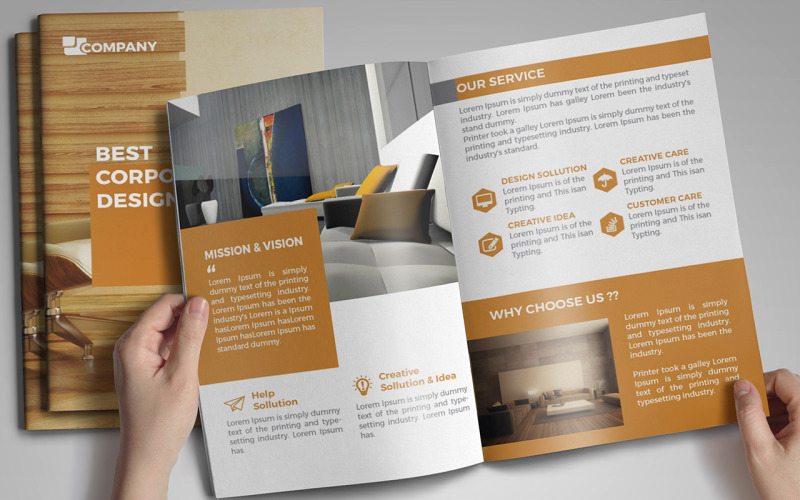 Download Фирменный стиль "Bi-Fold Brochure - Corporate Identity Template" / Bi-Fold Brochure - Corporate Identity Template - Фирменный стиль на тему графика bi-fold,brochure,furniture,corporate,booklet,design,template,graphics,abstract,business-brochure,company-profile