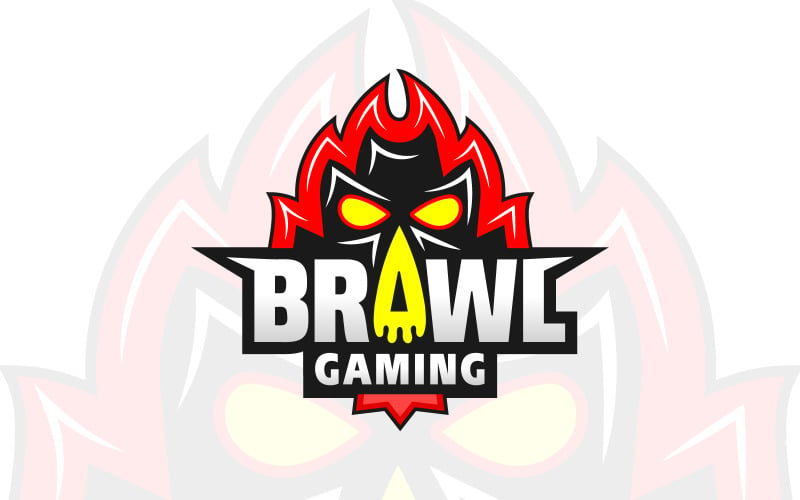 Crazy Brawl Skull Gaming Logo-Design