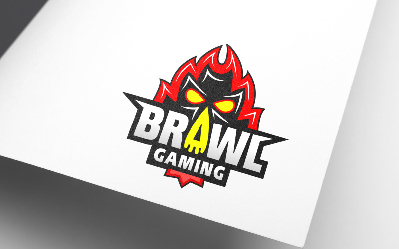 Download Шаблон логотипа "Crazy Brawl Skull Gaming Logo Template" / Crazy Brawl Skull Gaming Logo Template - Шаблон логотипа на тему графика logo,design,gaming,icon,crazy,video,game,quarrel,brawl,skull,head,dead,death,skeleton,elements,tattoo,bone,face,team,black,rock,style,white,crossed,baseball,fighter,vintage,illustration,vecto