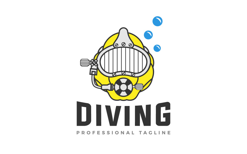 Diseño de logotipo de casco de buceo submarino