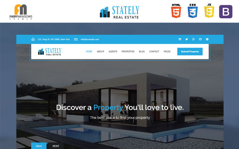 HTML5 шаблон веб-сайта Stately Real Estate