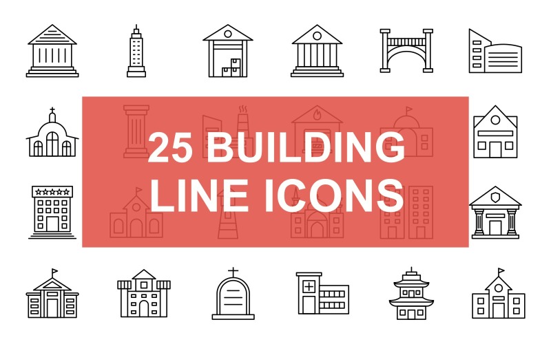 25 rooilijn Icon Set