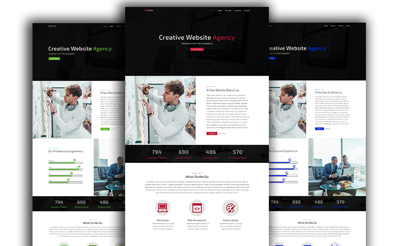 Download PSD шаблон "CRComp-Creative Agency PSD Template" / CRComp-Creative Agency PSD Template - PSD шаблон на тему информационные технологии 