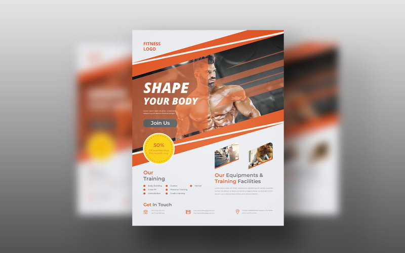 Download Фирменный стиль "Fitness Flyer - Corporate Identity Template" / Fitness Flyer - Corporate Identity Template - Фирменный стиль на тему графика flyer,fitness,corporate,creative,business,education,card,concept,gym,body,shape,skill,party,template,design,university,idea,convert,food,sale