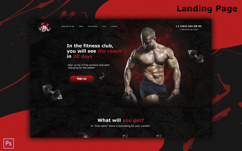Download PSD шаблон "Landing Page bodybuilding / Gym / A website for your business PSD Template" / Landing Page bodybuilding / Gym / A website for your business PSD Template - PSD шаблон на тему веб-дизайн psd,template,awebsiteforbusiness,business