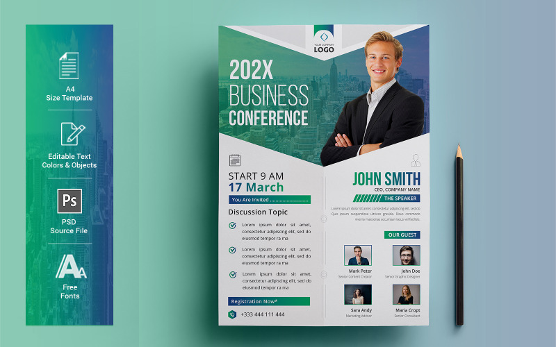 Business Conference Flyer - mall för företagsidentitet