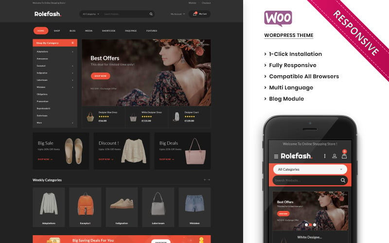 Rolefash - тема WooCommerce для лучшего модного магазина