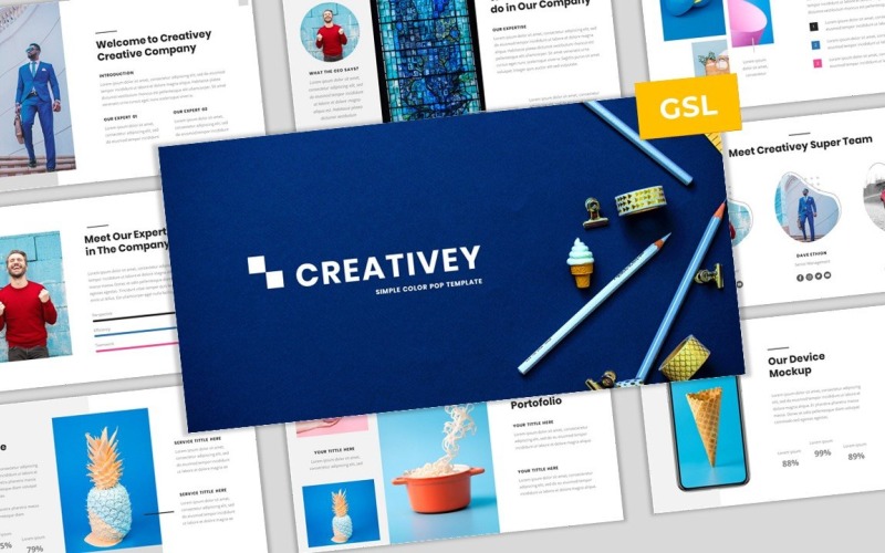 Creativey - Enkel färgpop-affärsmall Google Slides