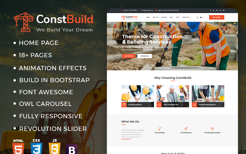 ConstBuild : 建筑、建筑和装修网站模板