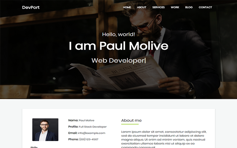 шаблон целевой страницы портфолио