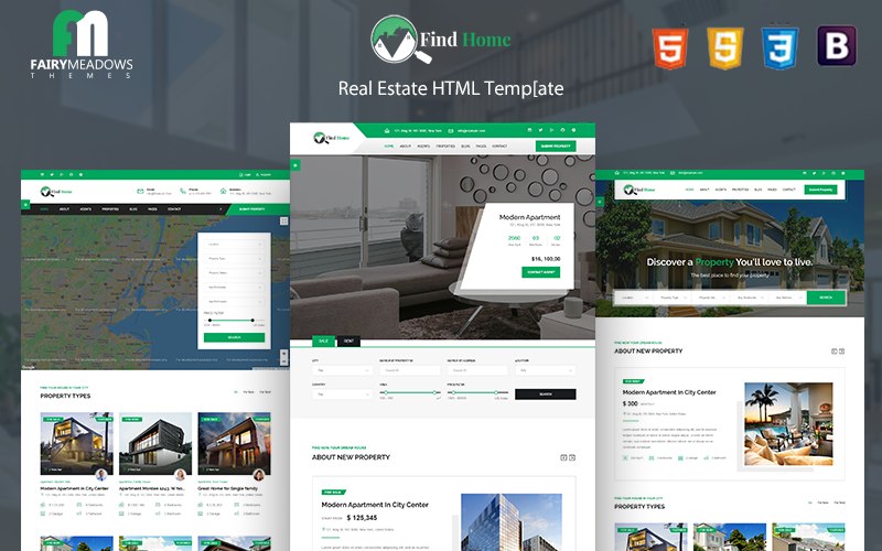 Finden Sie Home - Real Estate HTML5 Website-Vorlage