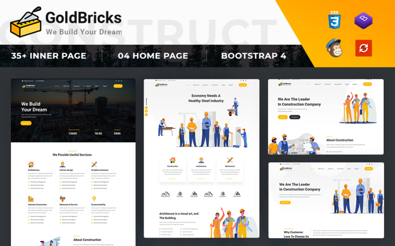GoldBricks - Modèle de site Web d'agence de construction
