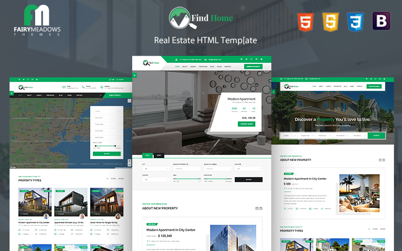 Hitta hem - Fastighets HTML5 webbplatsmall