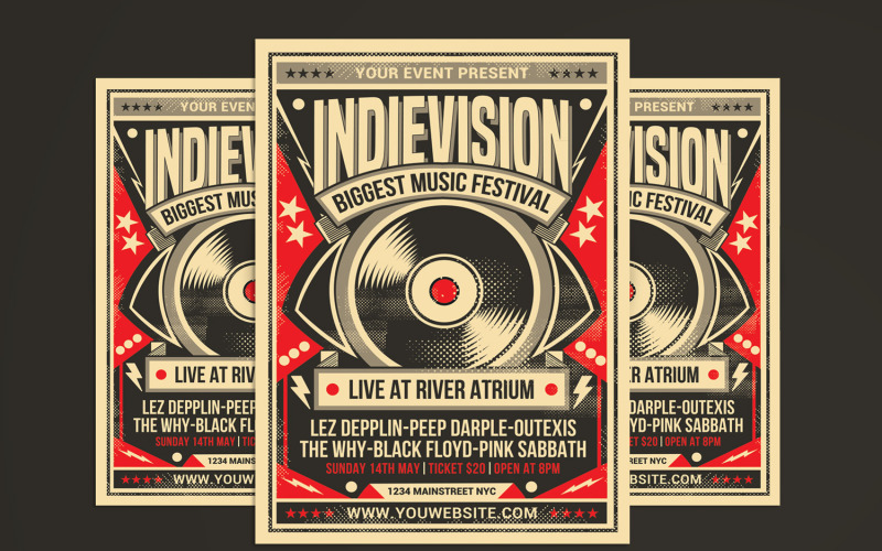 Download Фирменный стиль "Indie Retro Flyer - Corporate Identity Template" / Indie Retro Flyer - Corporate Identity Template - Фирменный стиль на тему графика alternative,art,artistic,band,cd,club,colorful,cover,event,experimental,fest,festival,flyer,gig,grunge,indie,live,mix,music,post,poster,print,ready,psd,red,retro,rock,template,vintage