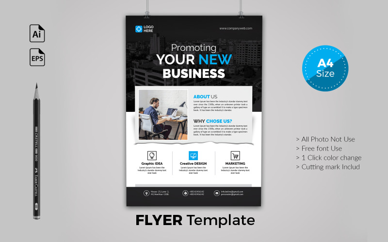 Download Фирменный стиль "Business Flyer - Corporate Identity Template" / Business Flyer - Corporate Identity Template - Фирменный стиль на тему графика flyer,corporate,business,office,poster,template,creative,design,vector,print,color,abstract