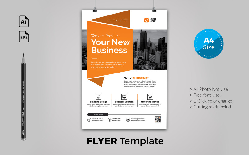 Download Фирменный стиль "Business Flyer - Corporate Identity Template" / Business Flyer - Corporate Identity Template - Фирменный стиль на тему графика flyer,business,template,corporate,abstract,color,a4,twocolor,ad