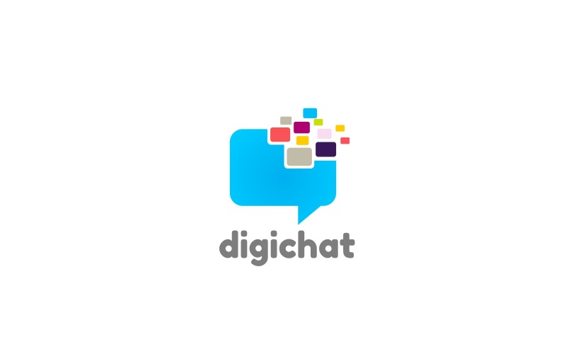 Download Шаблон логотипа "digichat Logo Template" / digichat Logo Template - Шаблон логотипа на тему графика brand,company,app,apps,digital,tech,technology,web,internet,chat,cool,square