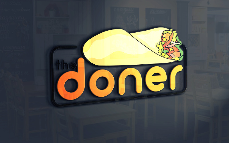 Download Шаблон логотипа "DONER Logo Template" / DONER Logo Template - Шаблон логотипа на тему графика doner,logo,template,fast,food