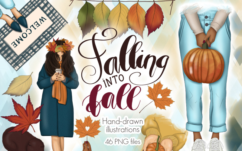 Download Иллюстрация "Falling Into Fall Clipart & Patterns - Illustration" / Falling Into Fall Clipart & Patterns - Illustration - Иллюстрация на тему графика fall,paper,pattern,autumn,girls,planner,sublimation,stickers,fabric,lettering,orange,pumpkin,thanksgiving,maple,garden,texture,illustration,clipart,floral,plant