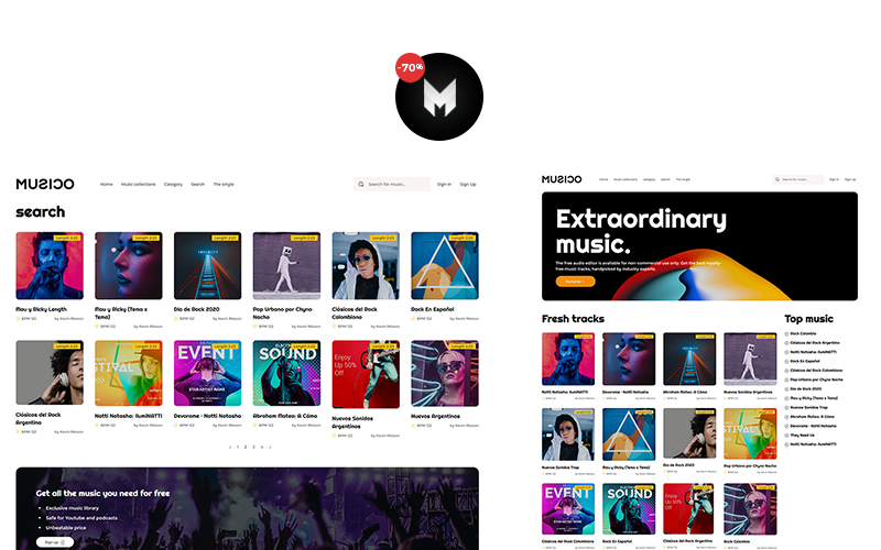 MUSICO - шаблон веб-сайта для загрузки премиум-музыки