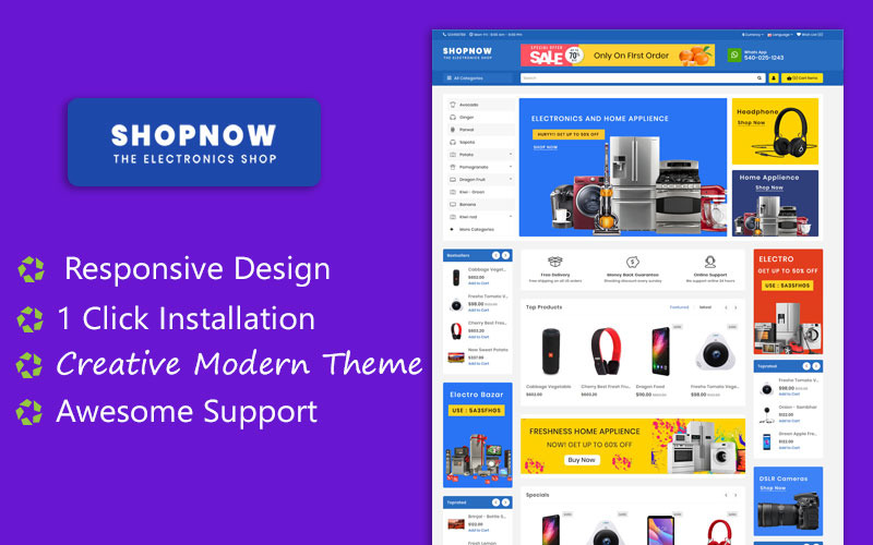 ShopNow Electronics Többcélú érzékeny téma OpenCart sablon