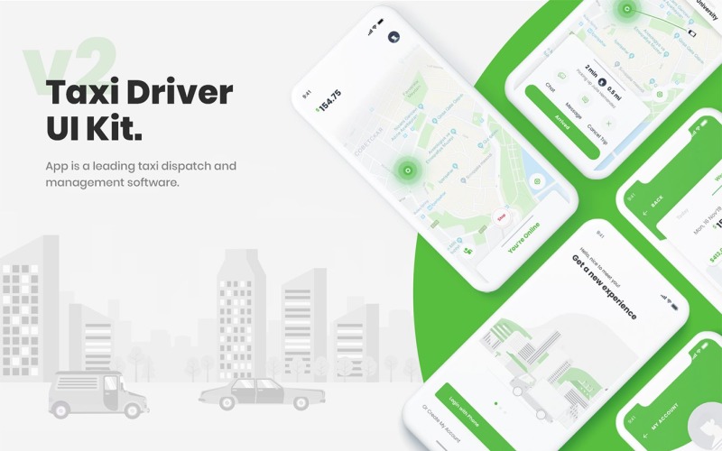 Download UI элементы "Taxi Driver UI Kit " / Taxi Driver UI Kit  - Адаптивный UI элементы на тему графика bolt,uber,taxi,service,driver,app,ui