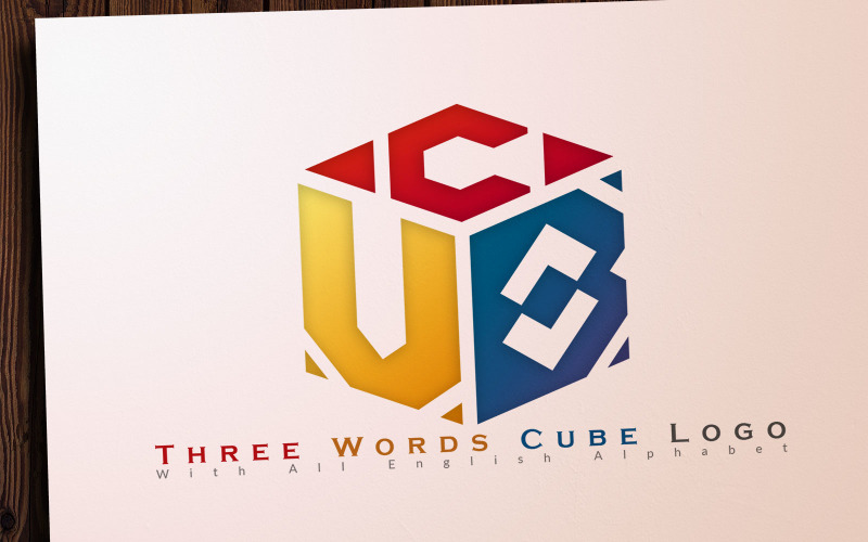 Download Шаблон логотипа "Three Words Cude Logo Template" / Three Words Cude Logo Template - Шаблон логотипа на тему графика words,english,alphabet,cube,capital,design,style,a-z,color,black,white
