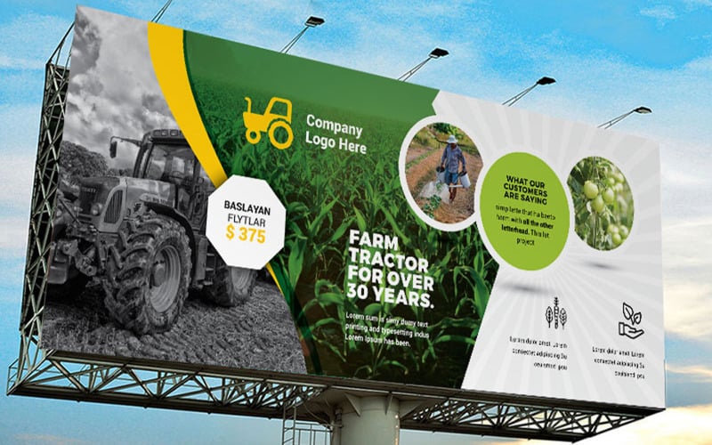 Bannière de panneau d'affichage de l'agriculture de ferme de jardin - modèle d'identité d'entreprise