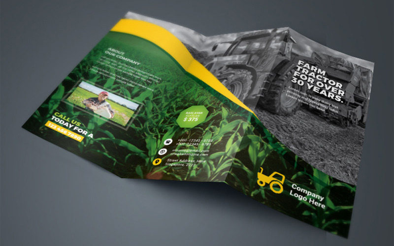 Brochura TriFold de agricultura da Garden Farm - modelo de identidade corporativa