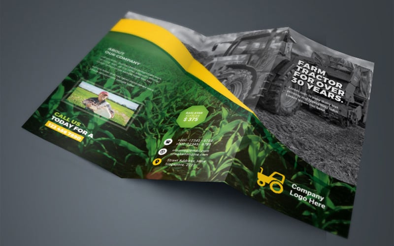 Brochure à trois volets sur l'agriculture de ferme de jardin - Modèle d'identité d'entreprise