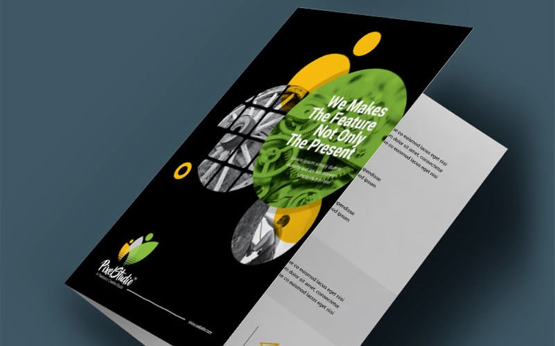 Brochure BiFold colorato scuro con accento nero - modello di identità aziendale