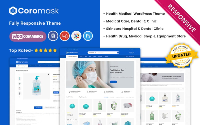 Coromask - téma Premium WooCommerce reagující na medicínu