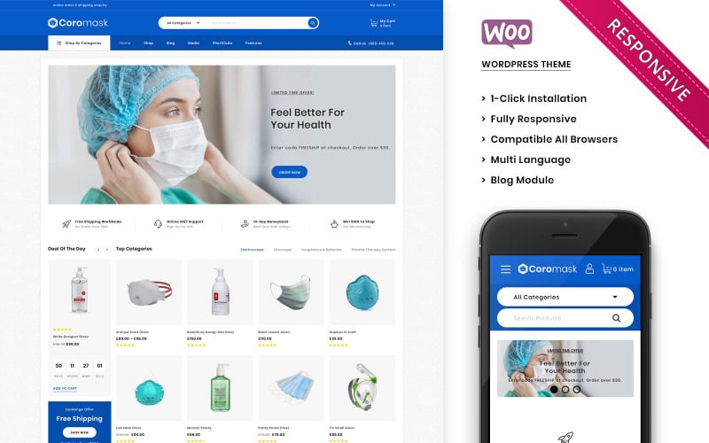 премиальная медицинская отзывчивая тема woocommerce