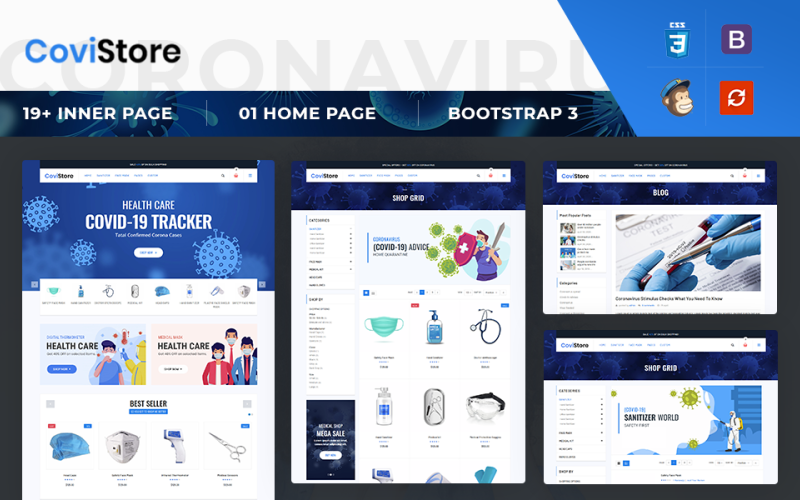 CoviStore - шаблон веб-сайта электронной коммерции медицинского магазина