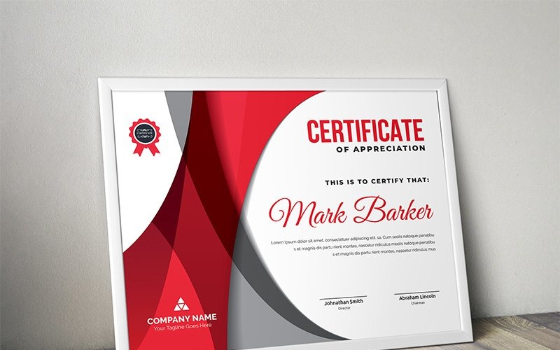 Download Шаблон сертификата "Curvy Modern Certificate Template" / Curvy Modern Certificate Template - Шаблон сертификата на тему графика certificate corporate decorative diploma elegant excellence frame graduation green modern multicolor ornament ornaments paper print ready template professional red simple