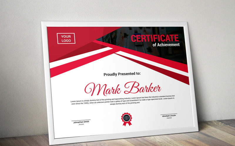 Download Шаблон сертификата "Geometric Certificate Template" / Geometric Certificate Template - Шаблон сертификата на тему графика certificate,corporate,decorative,diploma,elegant,excellence,frame,graduation,green,modern,multicolor,ornament,ornaments,paper,print,ready,template,professional,red,simple